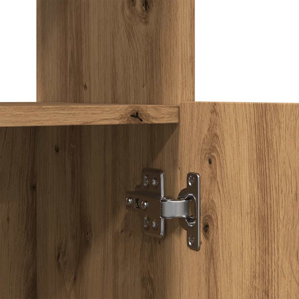 Hoge Kast 92X33X Bewerkt Hout Artisanaal Kleur Eiken