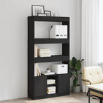 Hoge Kast 92X33X Bewerkt Hout Zwart