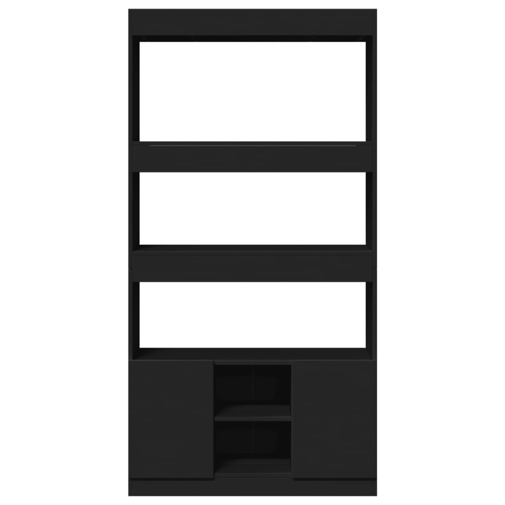 Hoge Kast 92X33X Bewerkt Hout Zwart