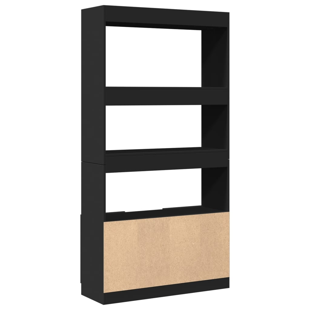 Hoge Kast 92X33X Bewerkt Hout Zwart