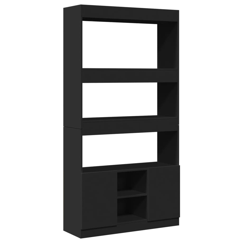 Hoge Kast 92X33X Bewerkt Hout Zwart