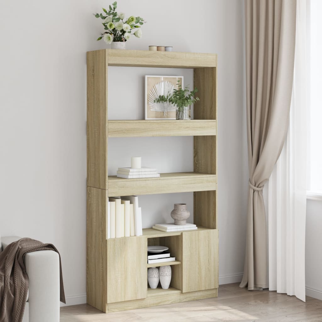 Hoge Kast 92X33X Bewerkt Hout Kleurig Sonoma Eiken