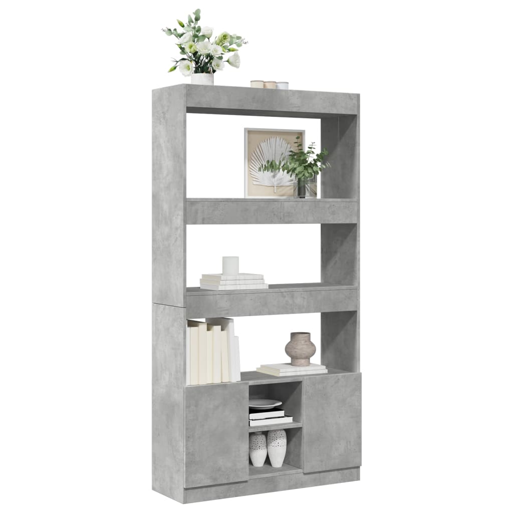Hoge Kast 92X33X Bewerkt Hout Betongrijs