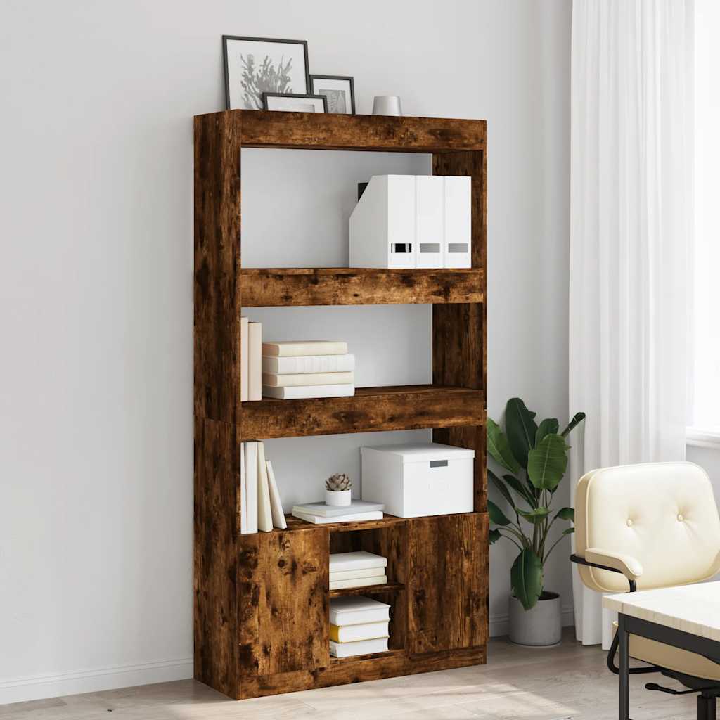 Hoge Kast 92X33X Bewerkt Hout Kleurig Gerookt Eiken