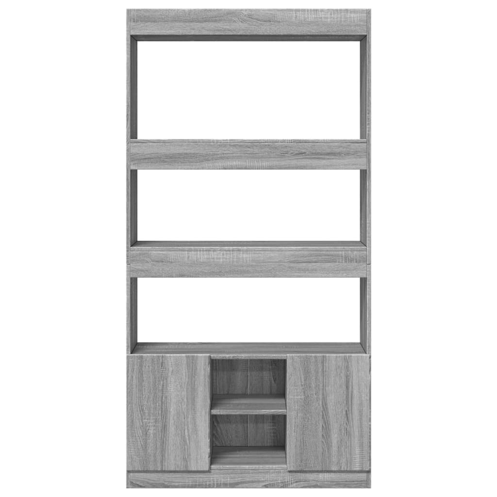 Hoge Kast 92X33X Bewerkt Hout Eikenkleurig Grijs Sonoma