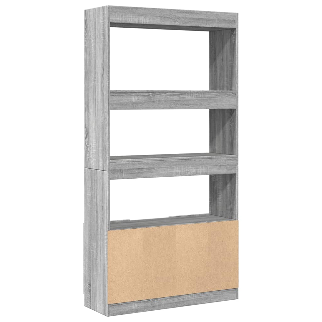 Hoge Kast 92X33X Bewerkt Hout Eikenkleurig Grijs Sonoma