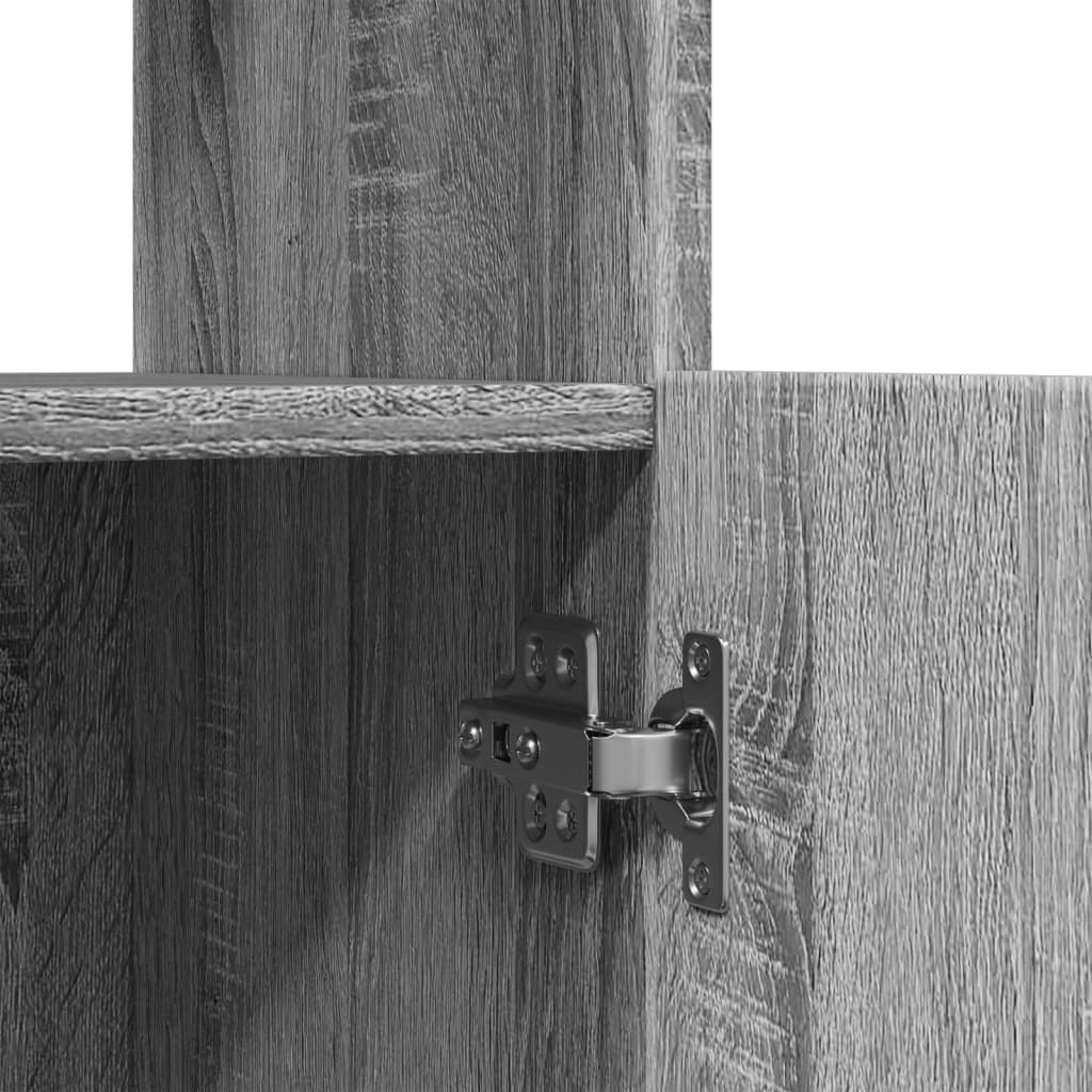 Hoge Kast 92X33X Bewerkt Hout Eikenkleurig Grijs Sonoma