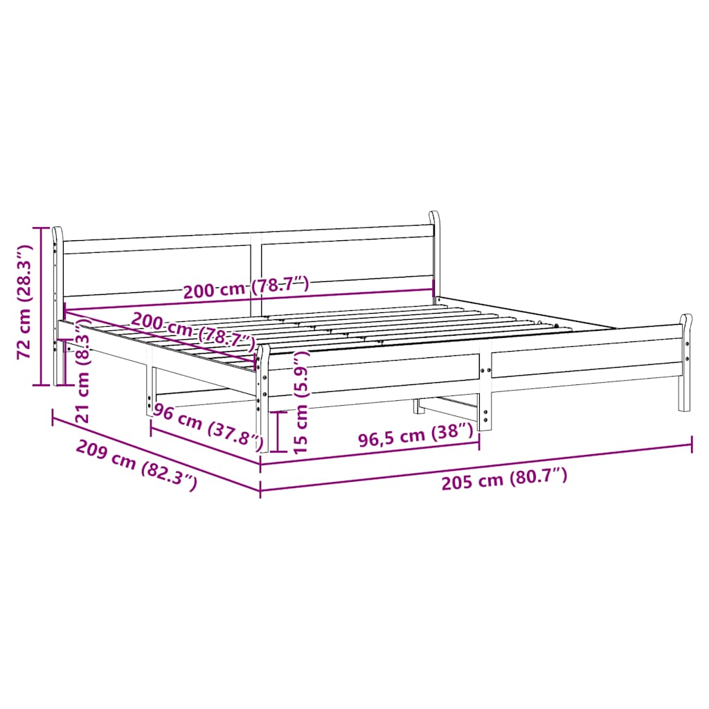 Bedframe Zonder Matras Massief Grenenhout