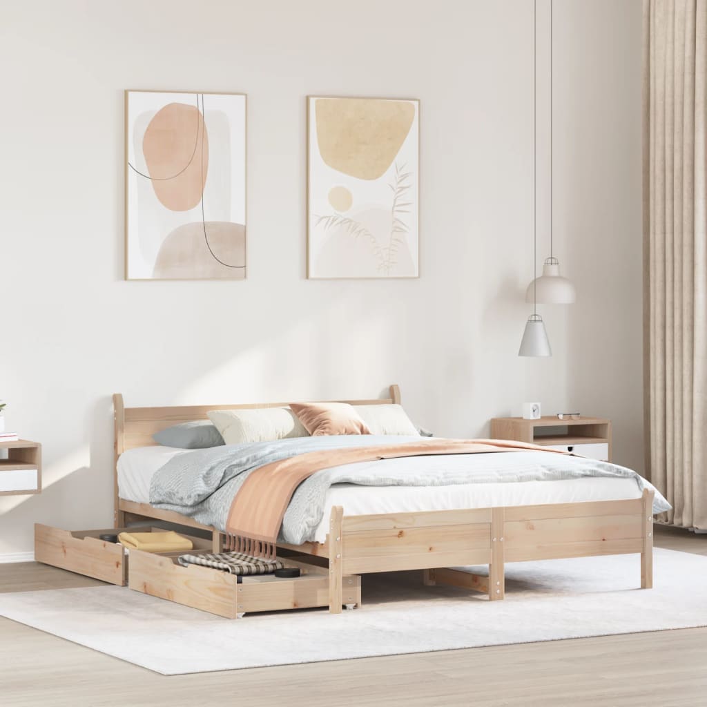 Bedframe Zonder Matras Massief Grenenhout