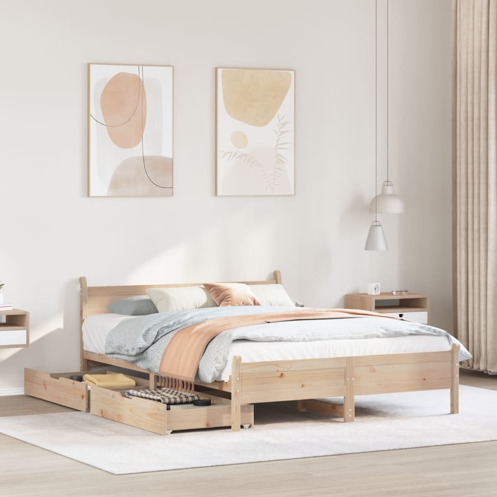 Bedframe Zonder Matras Massief Grenenhout