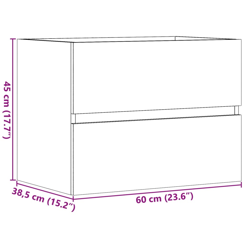Badkamerkast 60X38,5X45 Cm Bewerkt Hout Betongrijs Lichtbruin