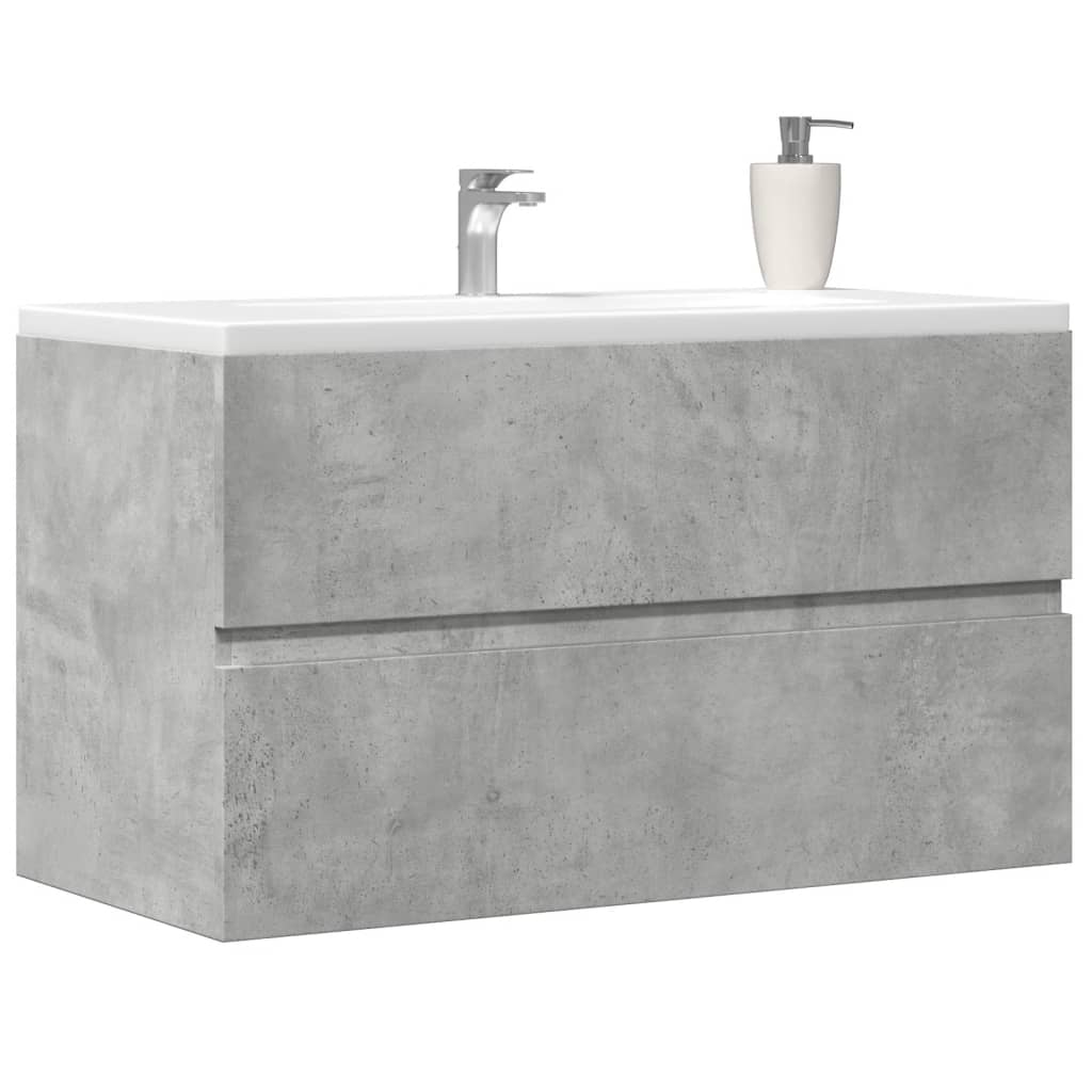 Badkamerwandkast 80X38,5X45 Cm Bewerkt Hout Betongrijs Oud Hout
