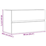 Wastafelkast 90X38,5X45 Cm Spaanplaat Betongrijs