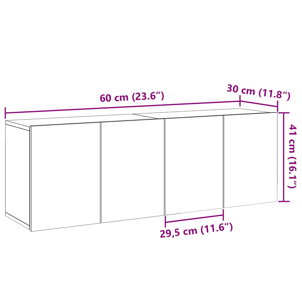Tv-Meubels 2 St Wandgemonteerd 60X30X41 Cm Oud Houtkleurig