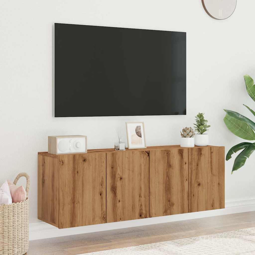 Tv-Meubels 2 St Wandgemonteerd 60X30X41Cm Artisanaal Eikenkleur