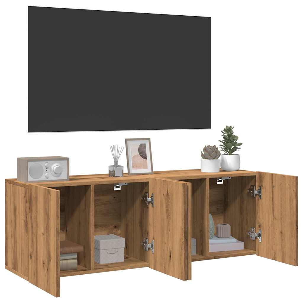 Tv-Meubels 2 St Wandgemonteerd 60X30X41Cm Artisanaal Eikenkleur