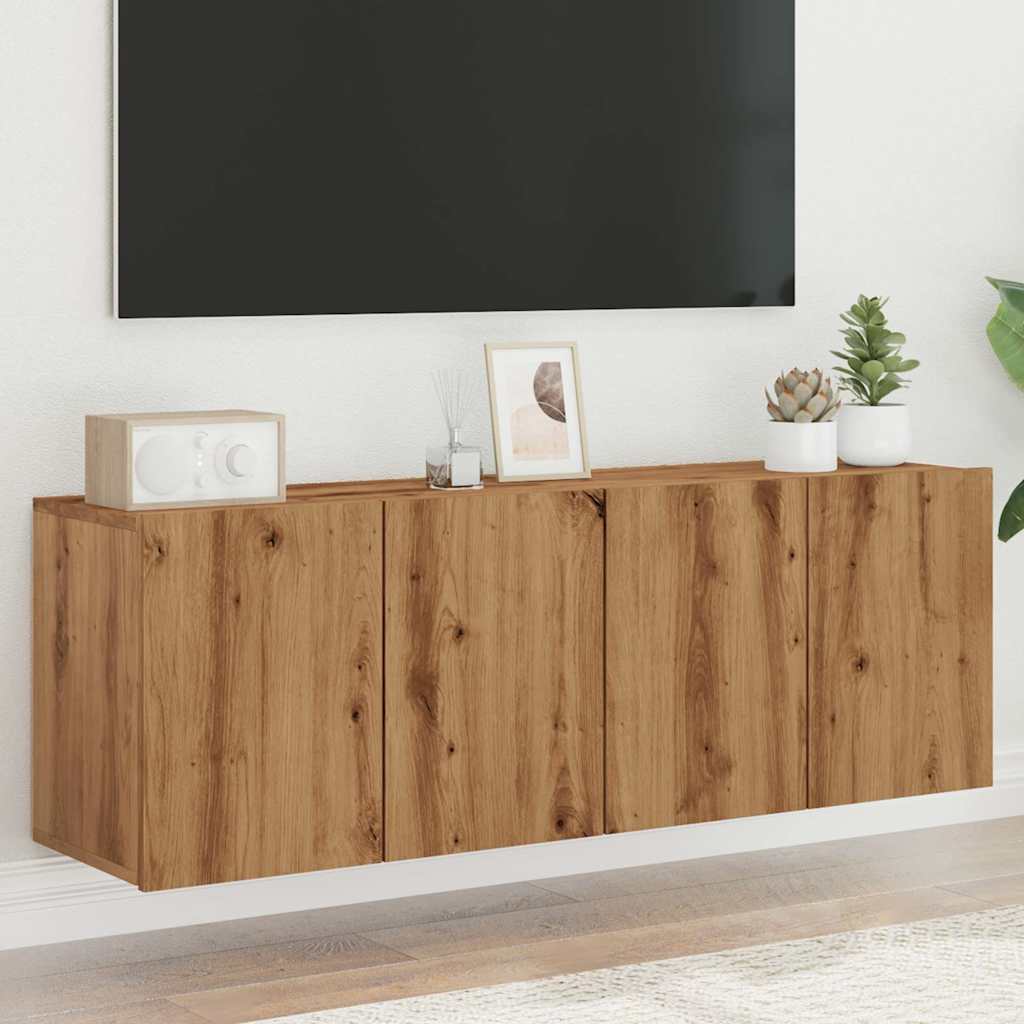 Tv-Meubels 2 St Wandgemonteerd 60X30X41Cm Artisanaal Eikenkleur
