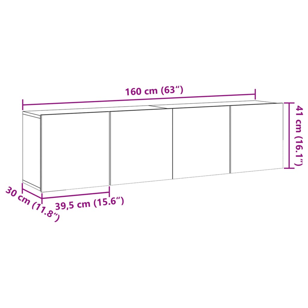 Tv-Meubels 2 St Wandgemonteerd 80X30X41 Cm Oud Houtkleurig