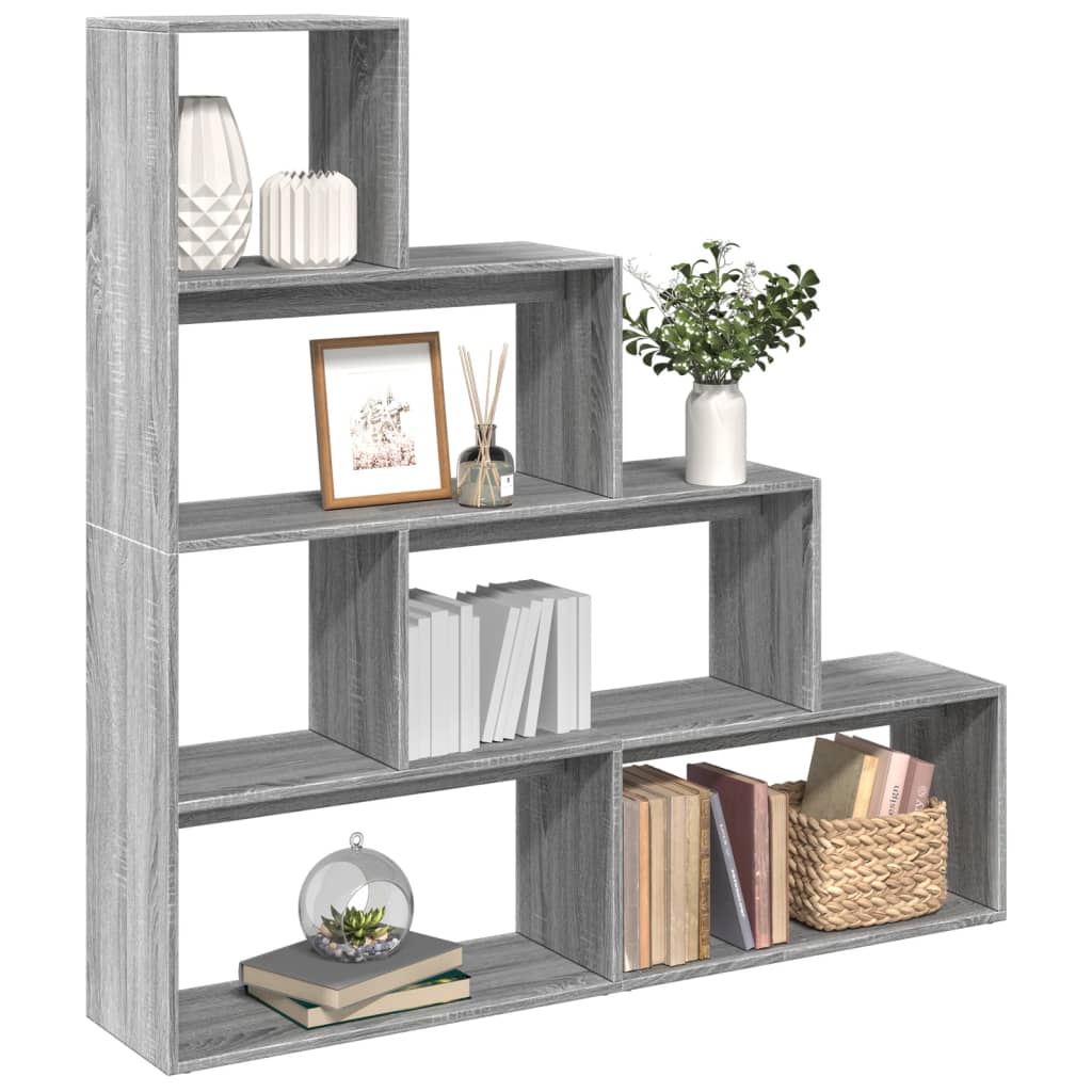 Kamerscherm / Boekenkast 4-Laags 143,5X29X143,5 Cm Hout Grijs