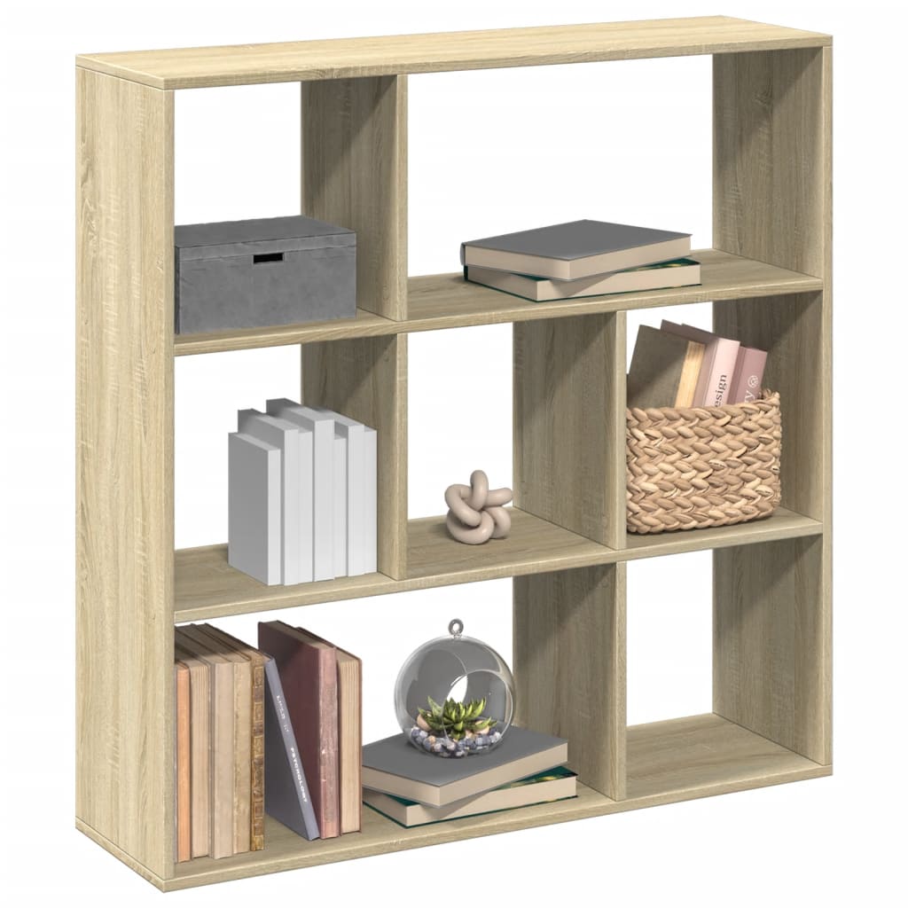 Boekenkast 132X29X141,5 Cm Bewerkt Hout Kleurig Sonoma Eiken