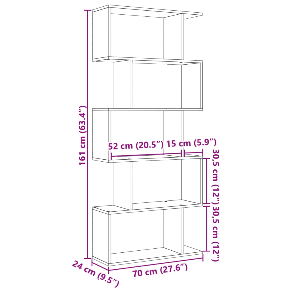 Kamerscherm / Boekenkast 5-Laags 70X24X Hout