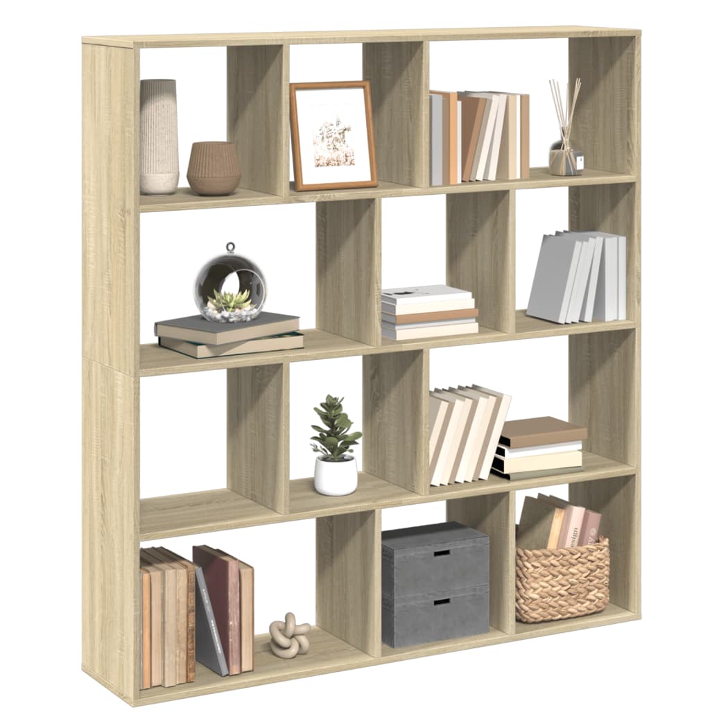 Boekenkast 132X29X141,5 Cm Bewerkt Hout Kleurig Sonoma Eiken