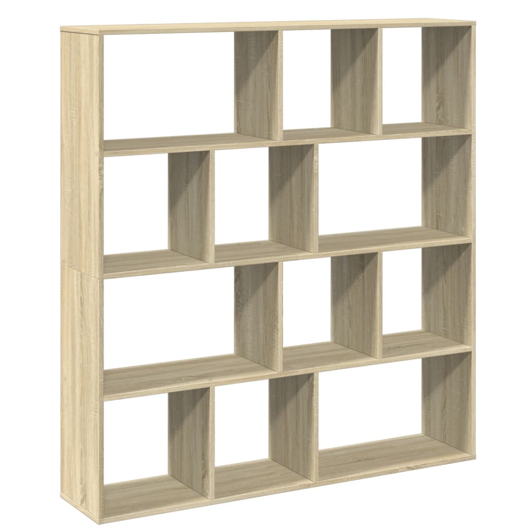 Boekenkast 132X29X141,5 Cm Bewerkt Hout Kleurig Sonoma Eiken