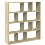 Boekenkast 132X29X141,5 Cm Bewerkt Hout Kleurig Sonoma Eiken