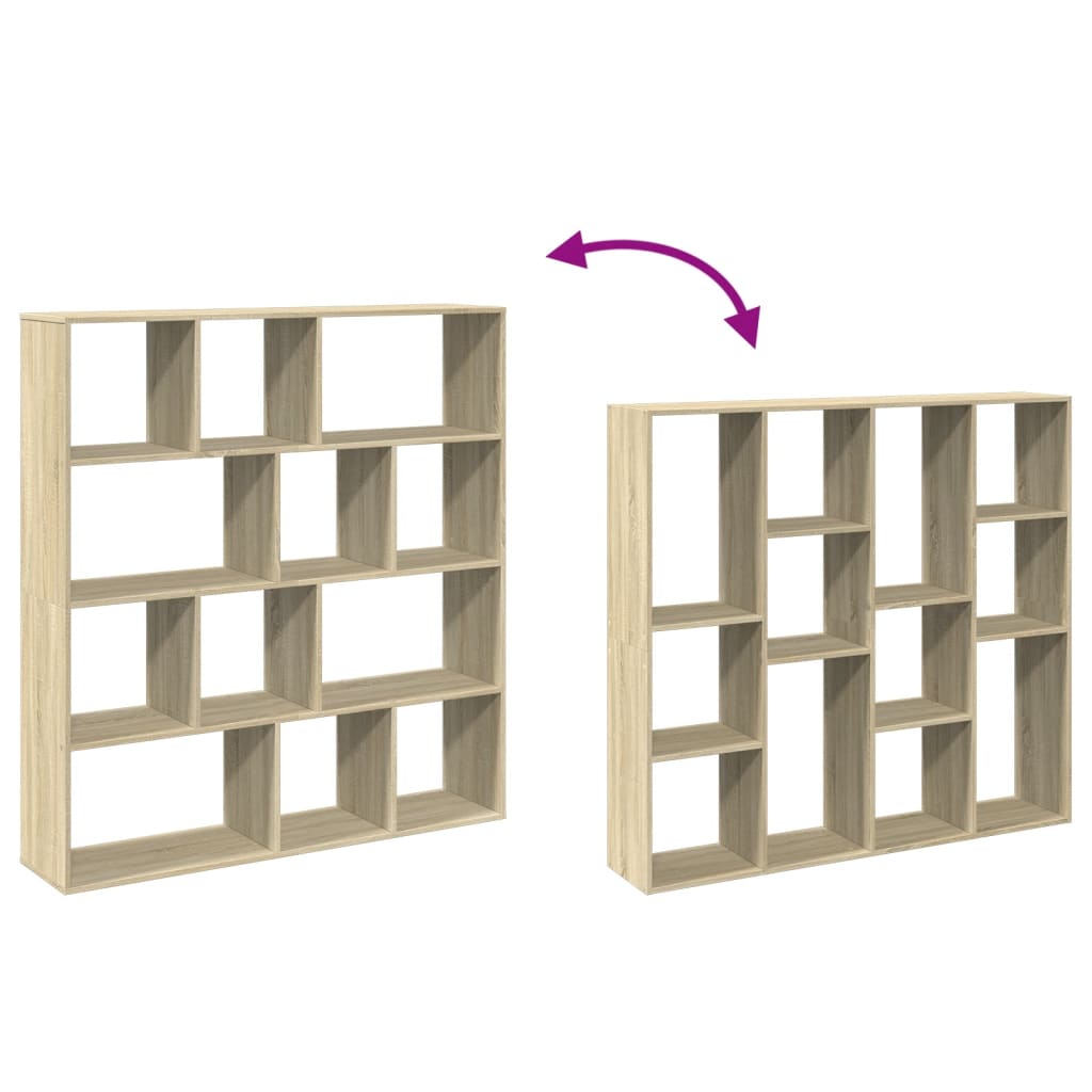 Boekenkast 132X29X141,5 Cm Bewerkt Hout Kleurig Sonoma Eiken