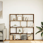 Boekenkast 132X29X141,5 Cm Bewerkt Hout Kleurig Oud Hout