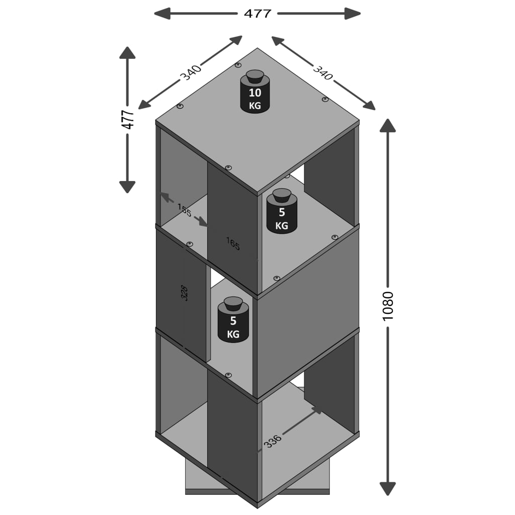 Fmd Draaikast Open Ontwerp 34X34X108 Cm Kleurig