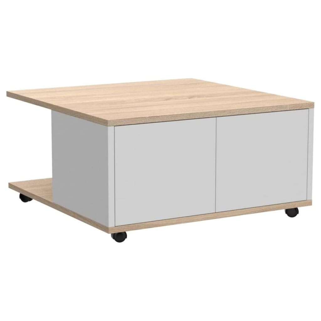 Fmd Salontafel Verplaatsbaar 70X70X36 Cm Eikenkleurig En Glanzend