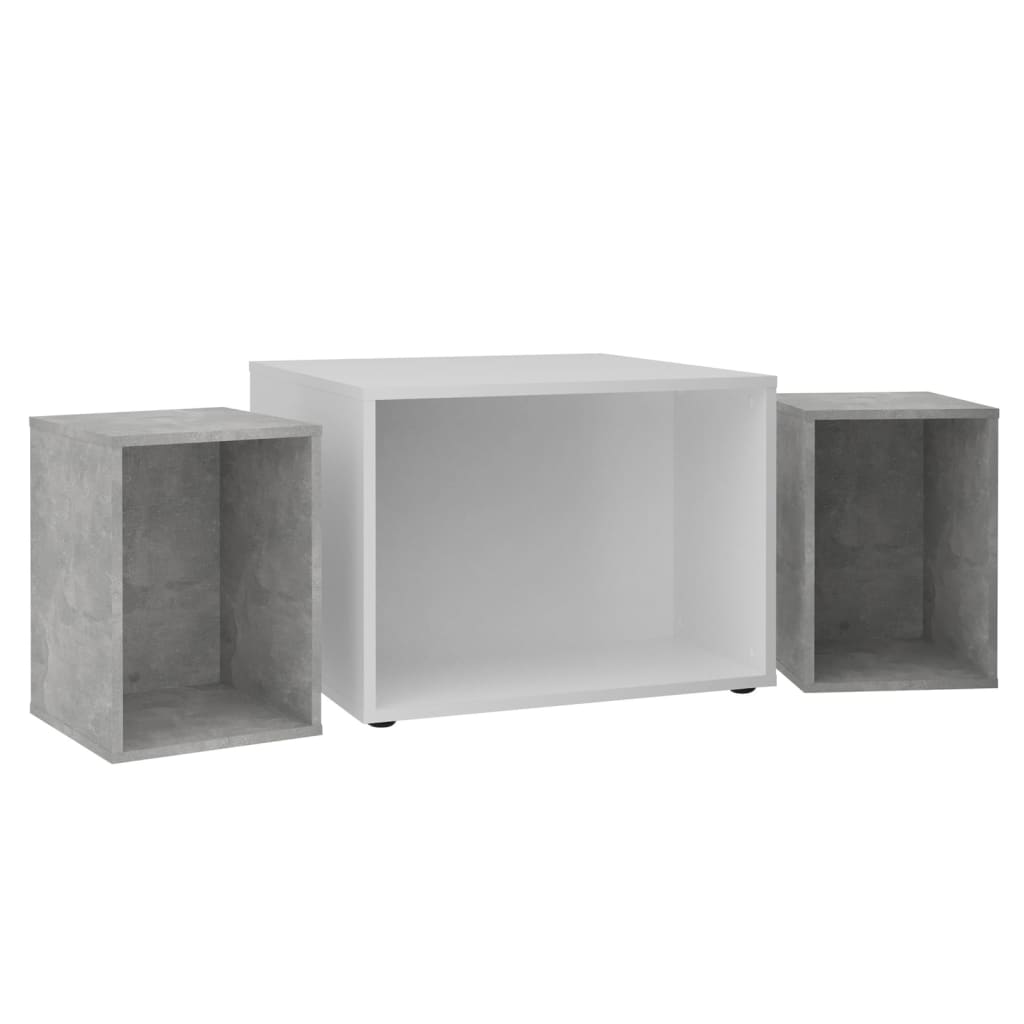 Fmd Salontafel Met 2 Bijzettafels 67,5X67,5X50 Cm Wit En Betonkleurig