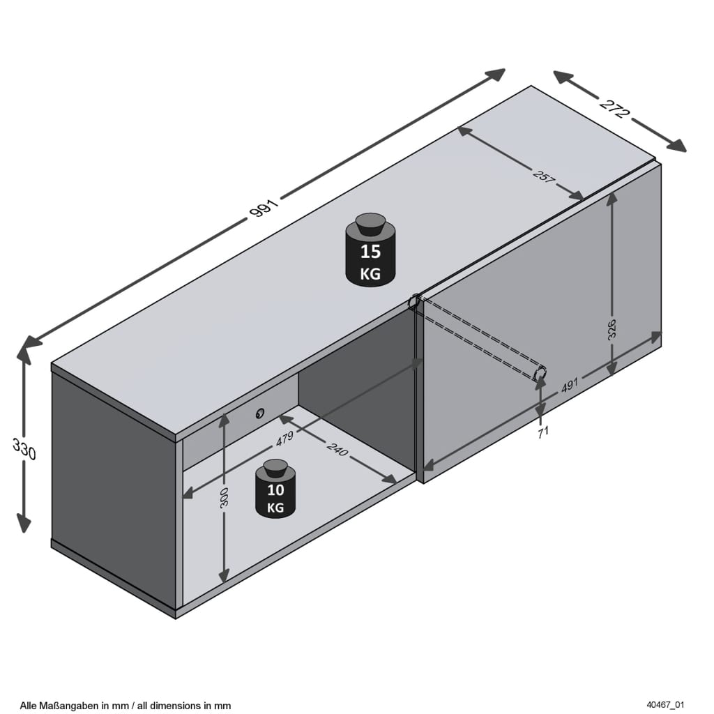 Fmd Wandkapstok Met Vak 99,1X27,2X33Cm Zwart