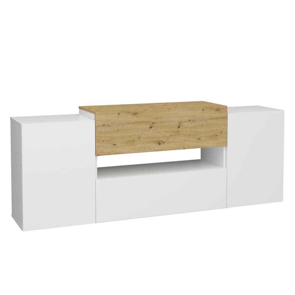 Fmd Tv-Meubel 182X33X70,2 Cm Artisan Eikenkleurig Wit Donkerblauw