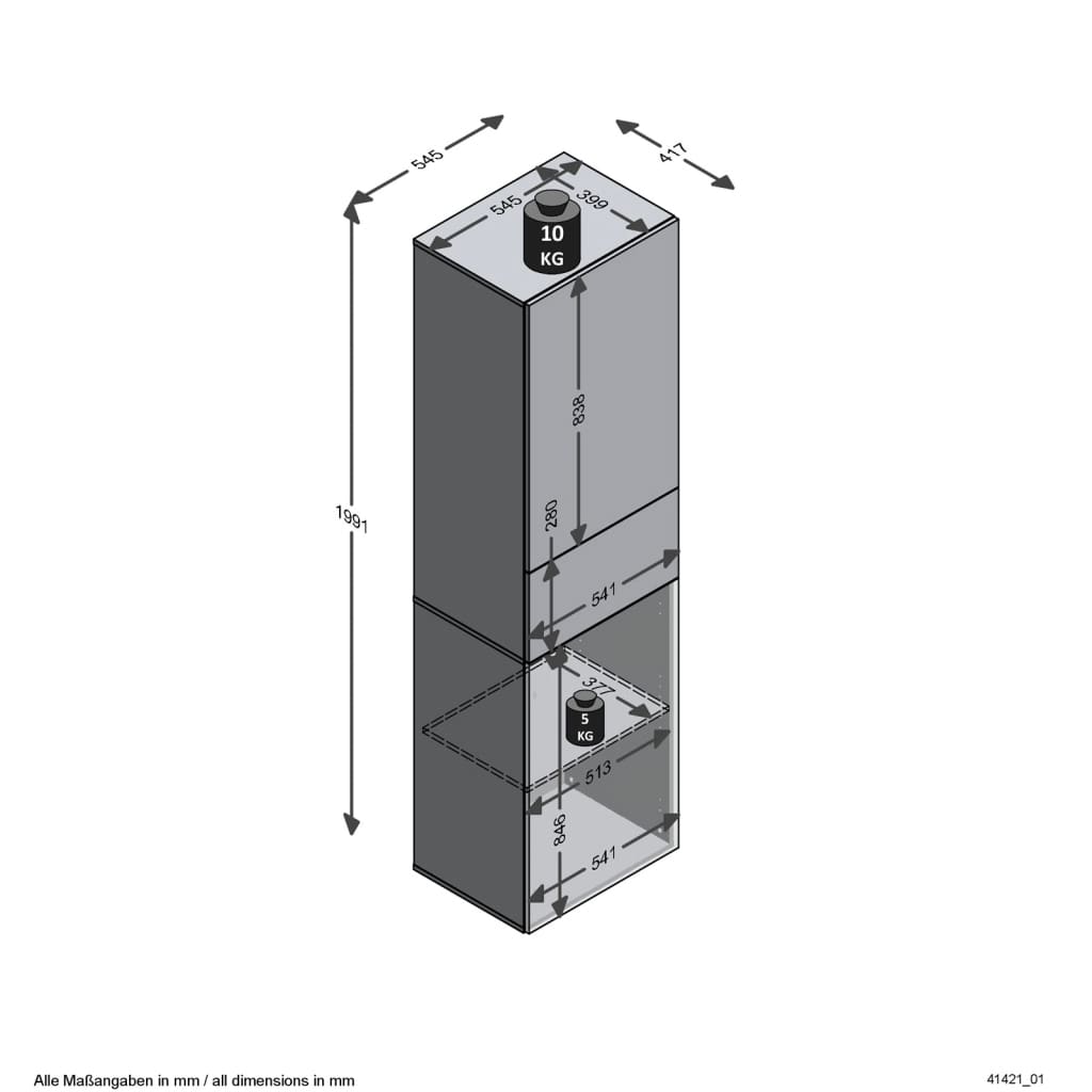 Fmd Garderobe Met 2 Deuren 54,5X41,7X199,1 Cm Wit En Artisan Eiken