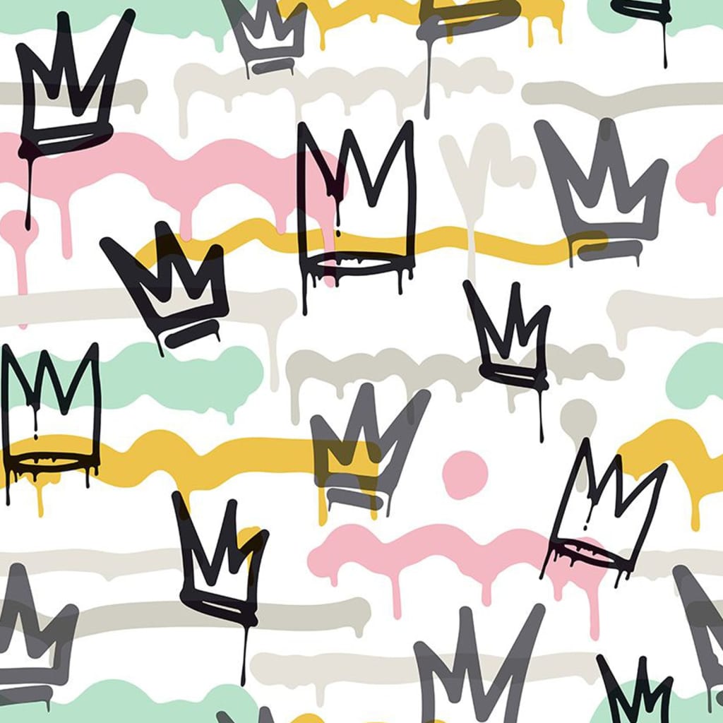 Noordwand Behang Friends & Coffee Sith Graffity And Crowns Zwart & Wit