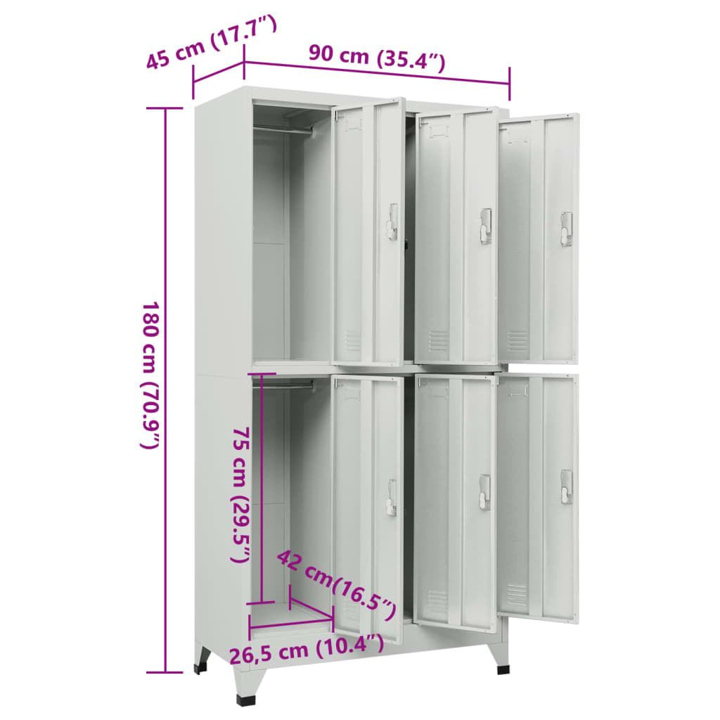 Lockerkast Met 6 Vakken 90X45X180 Cm Staal