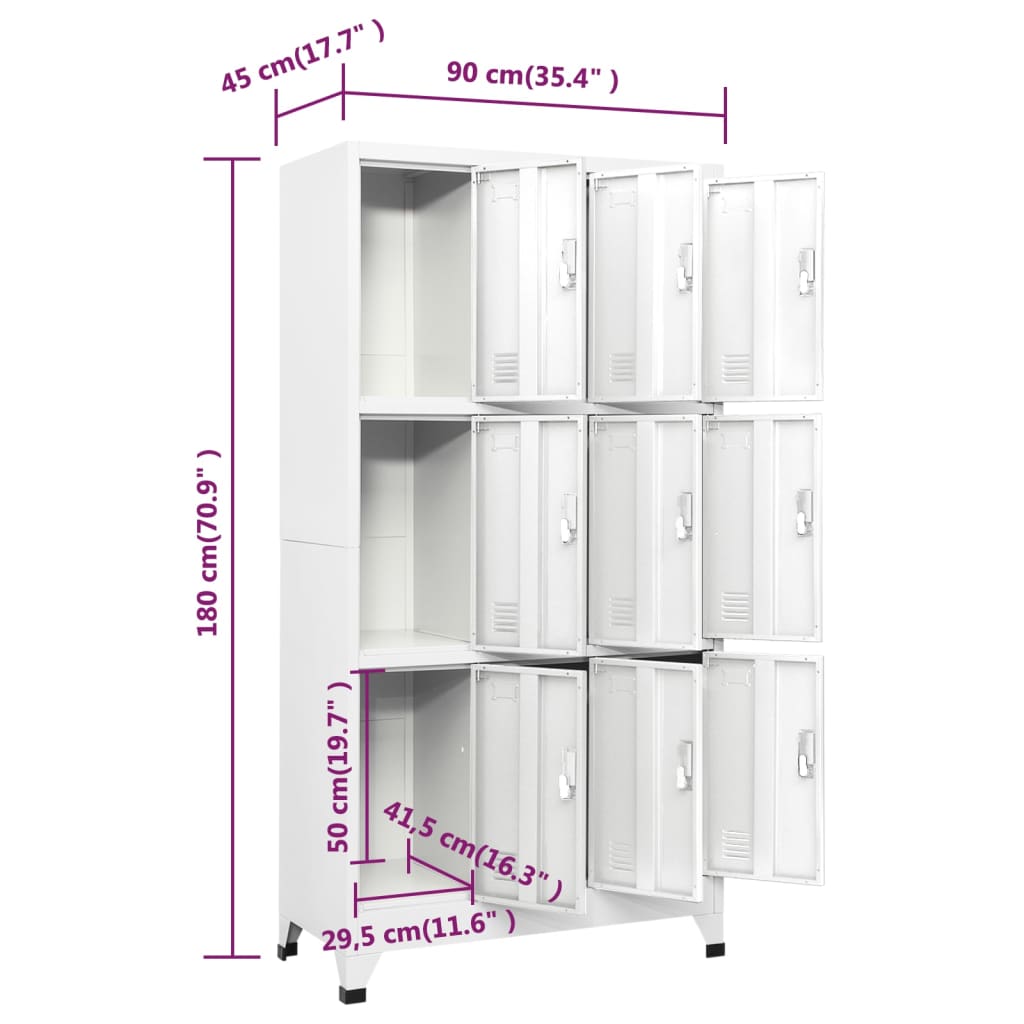 Lockerkast Met 9 Vakken 90X45X180 Cm Staal