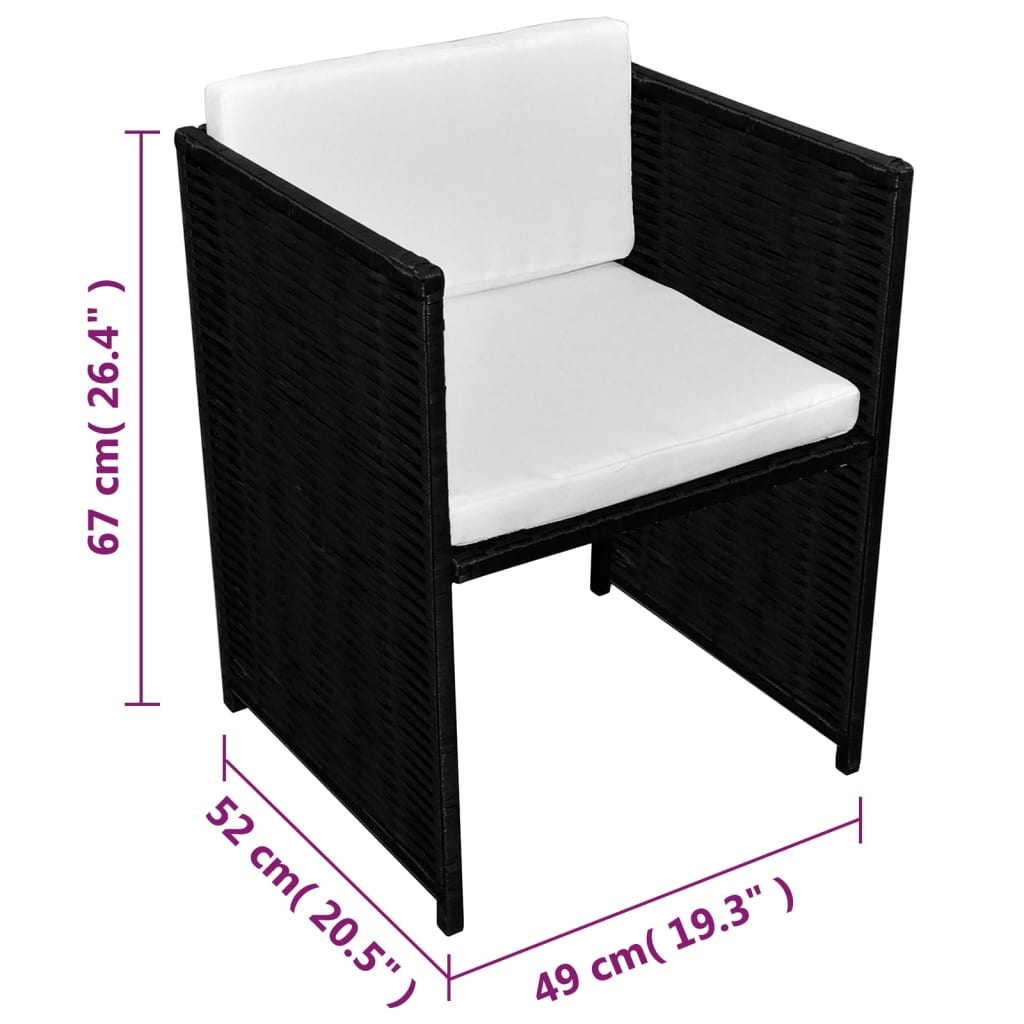 -Delige Bistroset Met Kussens Poly Rattan