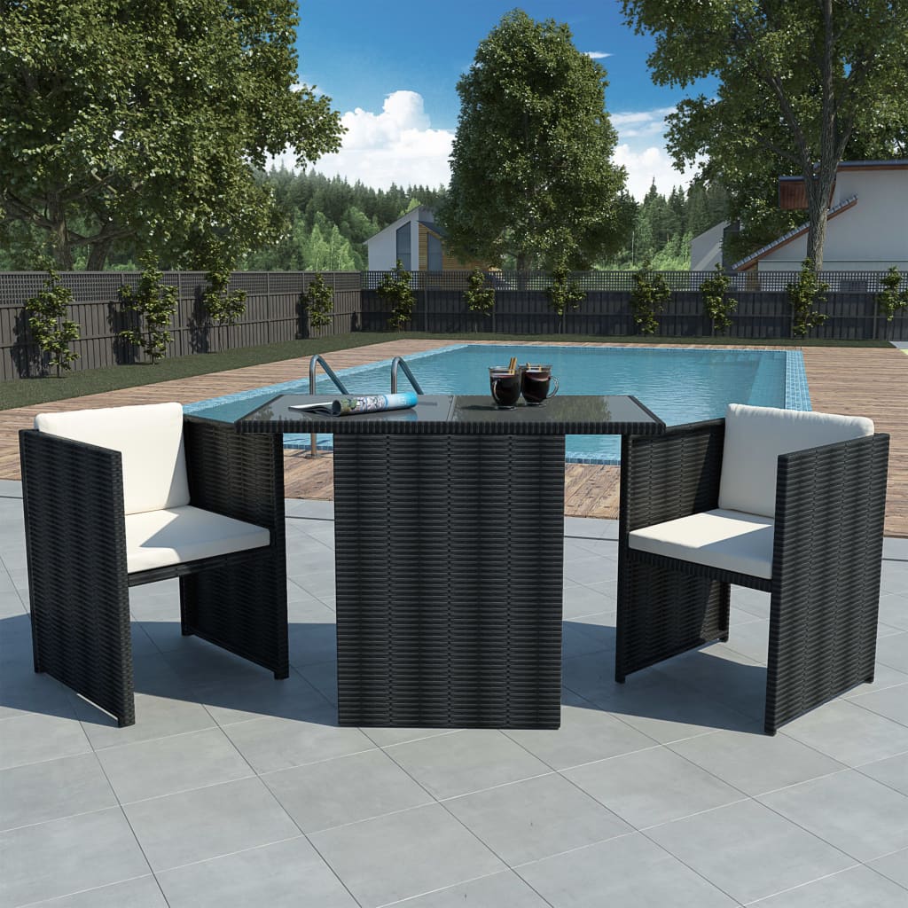 -Delige Bistroset Met Kussens Poly Rattan