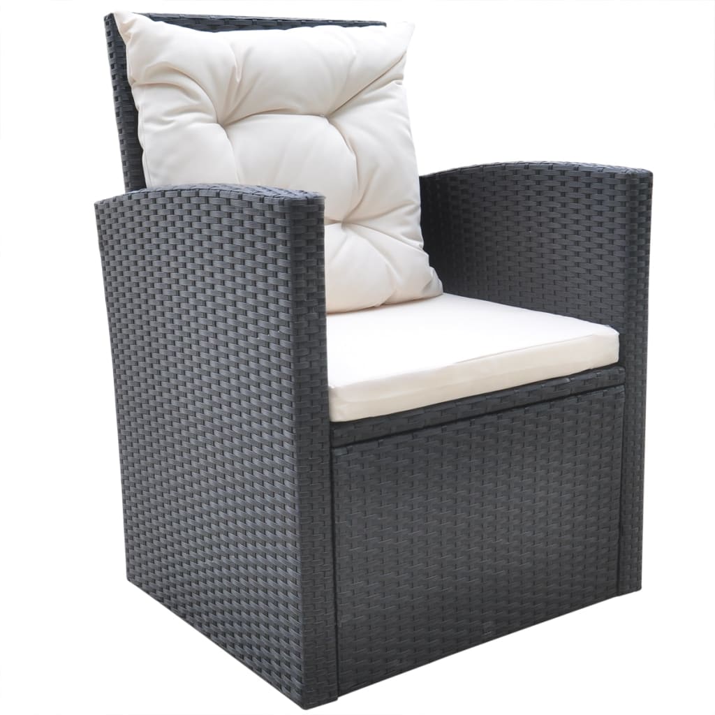 -Delige Tuinset Met Kussens Poly Rattan