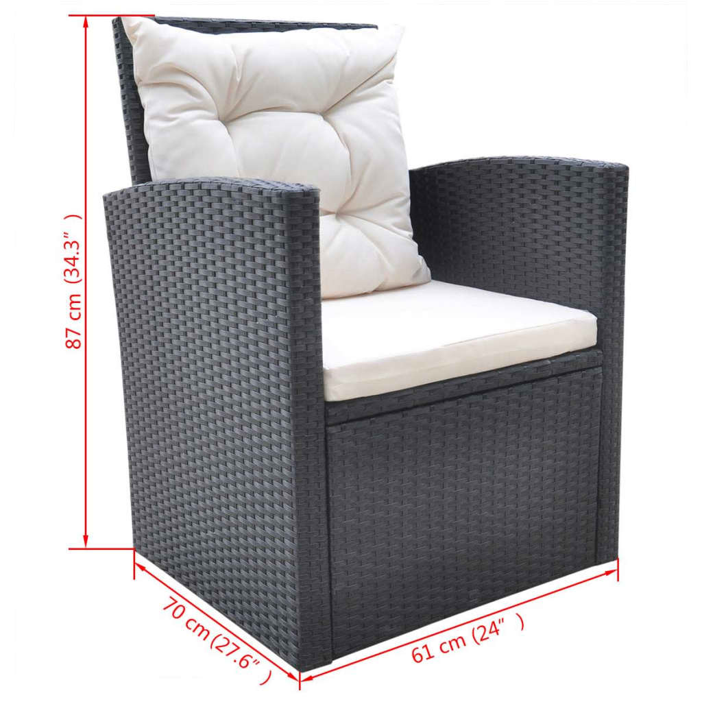 -Delige Tuinset Met Kussens Poly Rattan