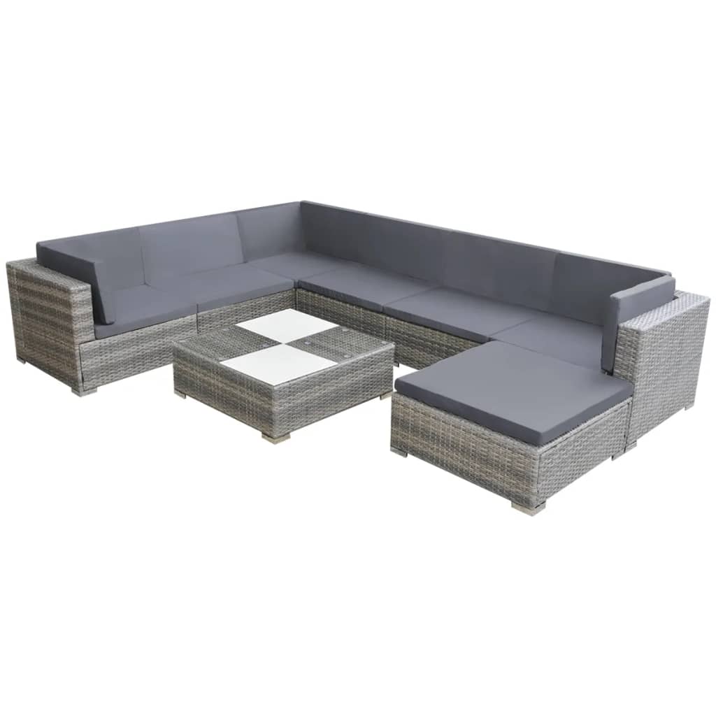 -Delige Loungeset Met Kussens Poly Rattan