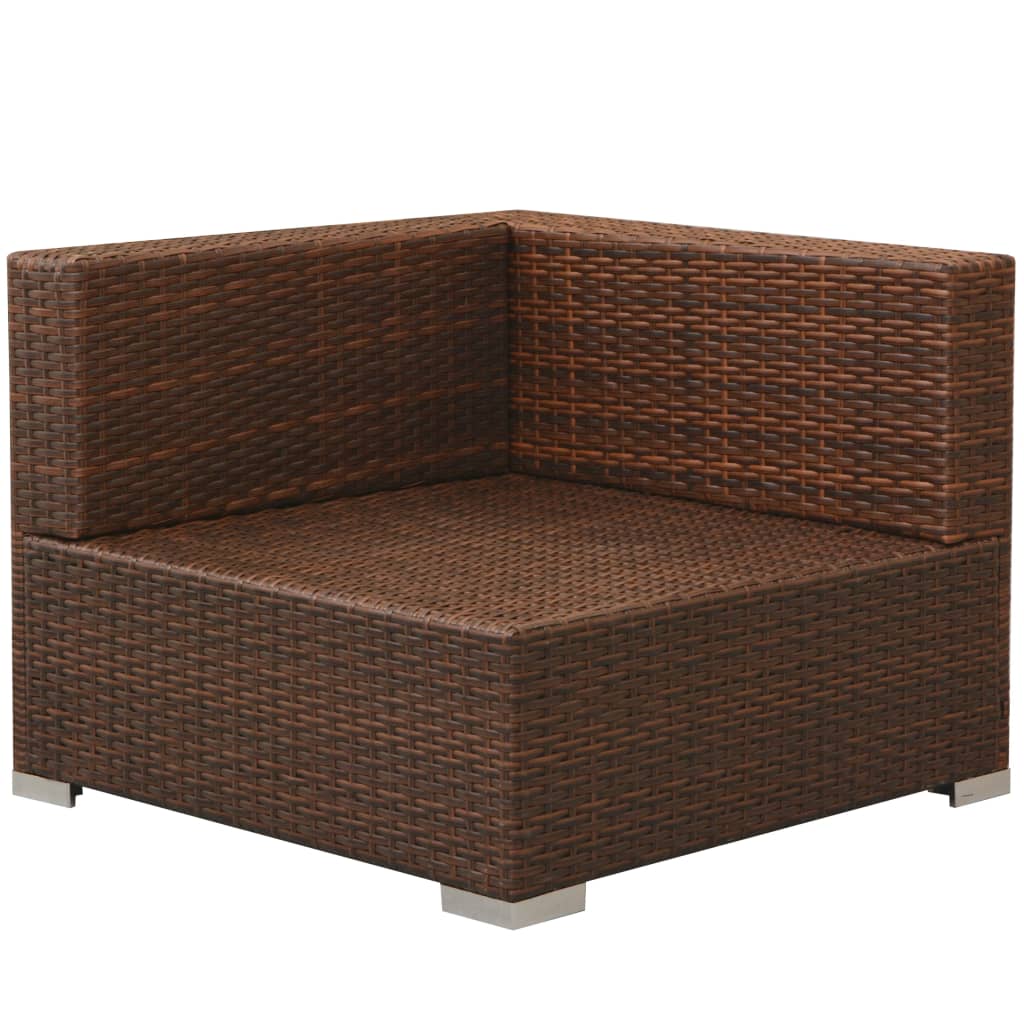 -Delige Loungeset Met Kussens Poly Rattan