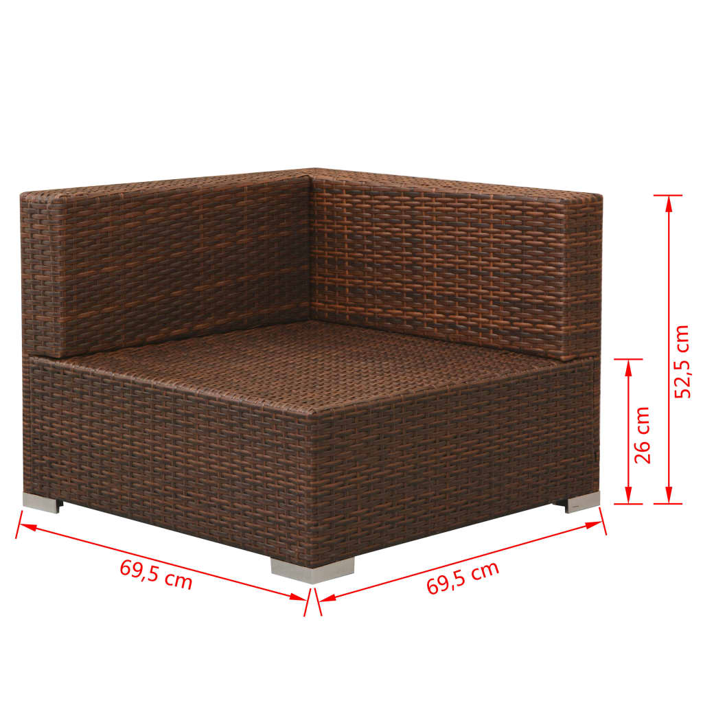 -Delige Loungeset Met Kussens Poly Rattan