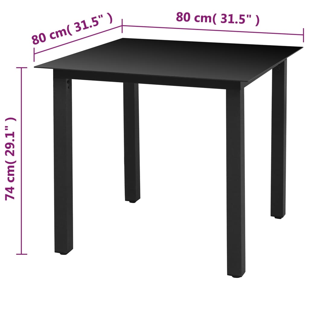 Tuintafel 80X80X74 Cm Aluminium En Glas