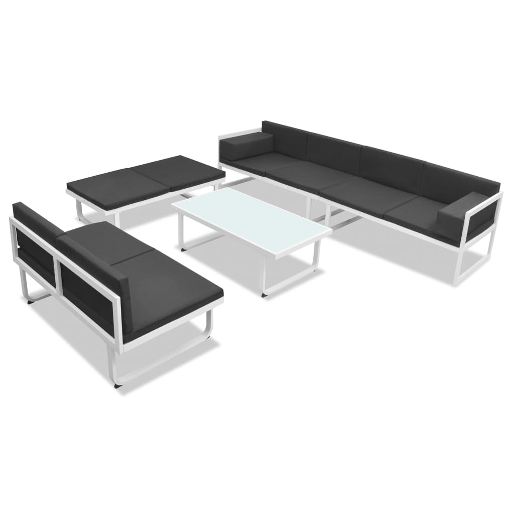 5-Delige Loungeset Textileen Aluminium Zwart