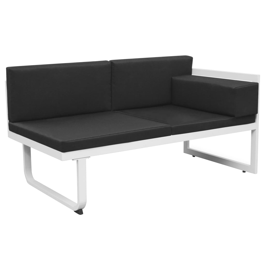 5-Delige Loungeset Textileen Aluminium Zwart