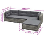 5-Delige Loungeset Met Kussens Poly Rattan Grijs